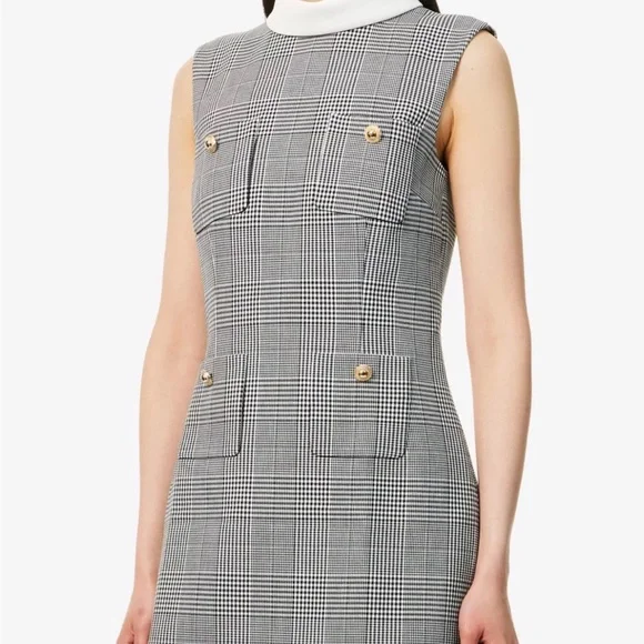 SELF-PORTRAIT Check-Print Sleeveless Stretch-Woven Minidress US 12 - Picture 7 of 16